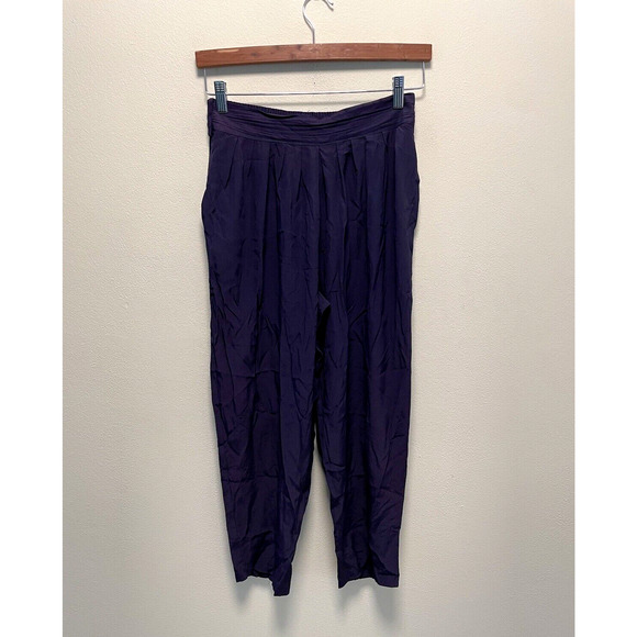 Vintage Womens Pants Petite Medium Purple High Rise Pleated Retro Secretary 80s - Picture 1 of 7